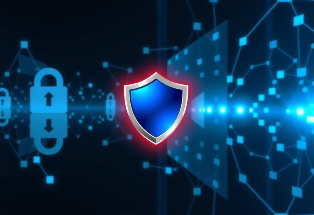 Secure data lock icon with glowing shield